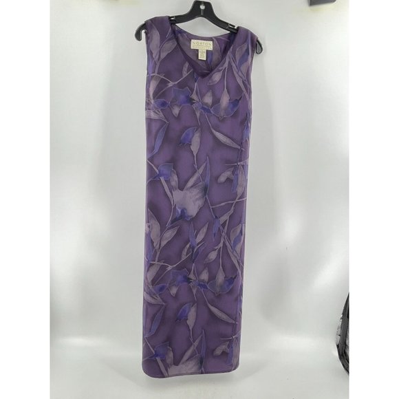 Norton McNaughton Purple Floral Sleeveless Maxi Dress Back Tie Size Large - Picture 2 of 15